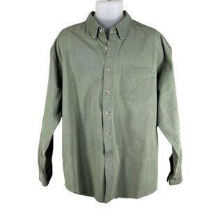 L.L. Bean Mens XL Kelly Green Heavyweight Button Shirt Long Sleeve Jamaica Made